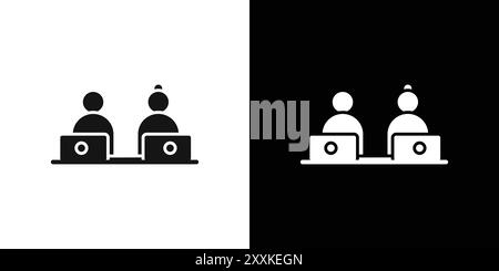 Coworking icon logo sign vector outline in black and white color Stock ...