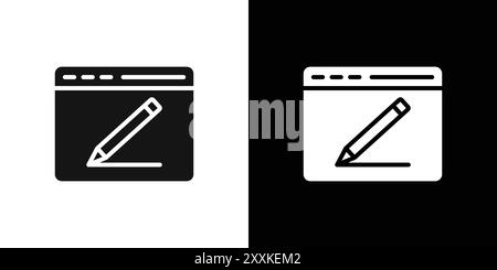 Edit Webpage icon logo sign vector outline in black and white color Stock Vector