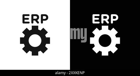 enterprise resource planing or erp icon logo sign vector outline in black and white color Stock Vector