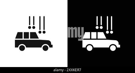 Hail on the car icon logo sign vector outline in black and white color Stock Vector