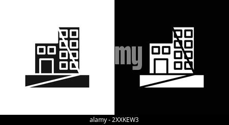 Earthquake icon logo sign vector outline in black and white color Stock Vector