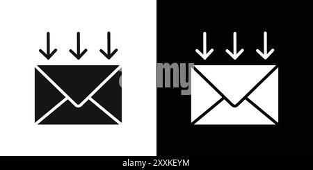 Envelope mail drop icon logo sign vector outline in black and white ...