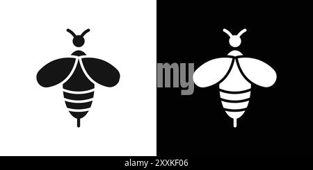 Honey bee icon logo sign vector outline in black and white color Stock Vector