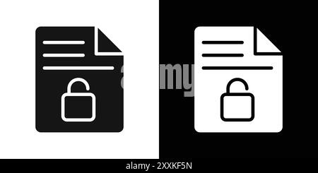 Files and Folders Security icon logo sign vector outline in black and white color Stock Vector