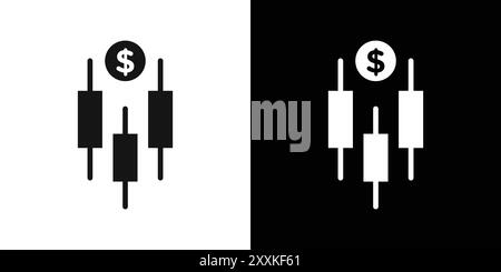 Forex stock market icon logo sign vector outline in black and white ...