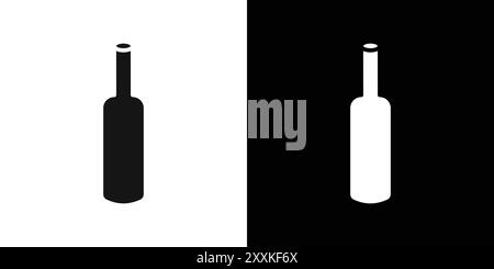 Glass bottle icon logo sign vector outline in black and white color Stock Vector