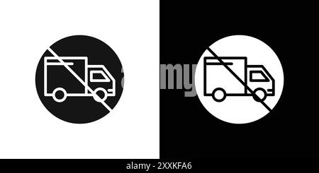 forbidden fast truck icon logo sign vector outline in black and white color Stock Vector