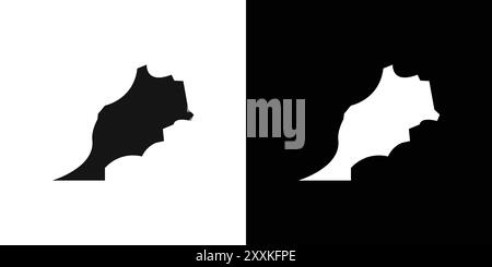 Morocco map icon logo sign vector outline in black and white color Stock Vector