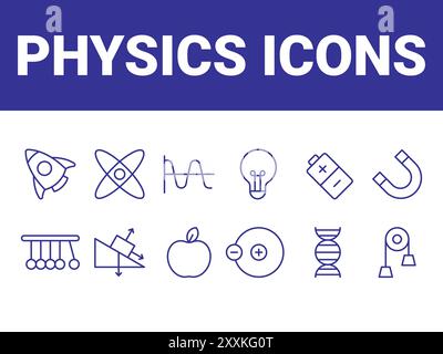 Physics icons set. Physics icons symbol vector. physics education vector Stock Vector