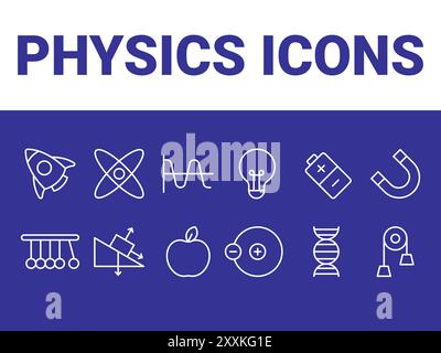 Physics icons set. Physics icons symbol vector. physics education vector Stock Vector