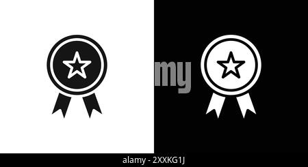 medal icon logo sign vector outline in black and white color Stock ...