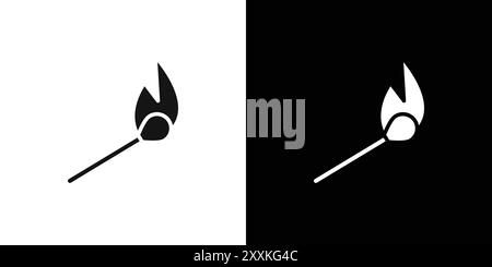 Matches icon logo sign vector outline in black and white color Stock Vector