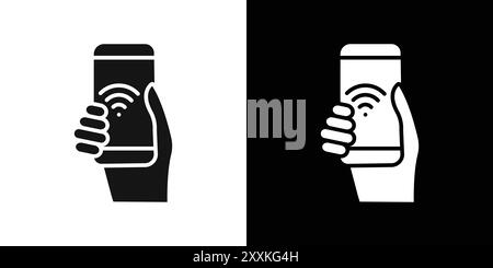Mobile Internet icon logo sign vector outline in black and white color Stock Vector