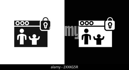 Parental control icon logo sign vector outline in black and white color Stock Vector