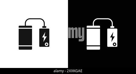 Mobile Charging with Power Bank Icon logo sign vector outline in black and white color Stock Vector