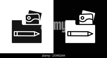 Portfolio icon logo sign vector outline in black and white color Stock ...