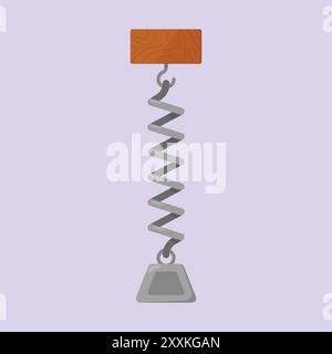 hooke's law vector icon. physics spring experiment vector. physic education spring illustration Stock Vector