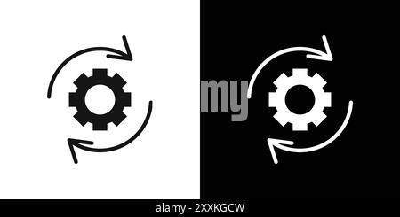 processing icon logo sign vector outline in black and white color Stock Vector