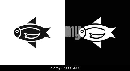 perch fish icon logo sign vector outline in black and white color Stock Vector