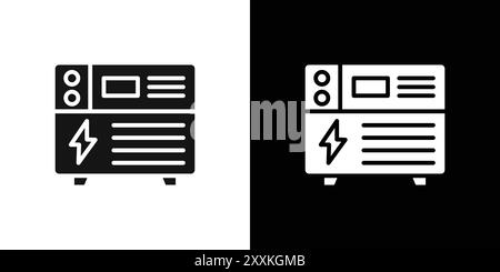 Portable power generator icon logo sign vector outline in black and white color Stock Vector