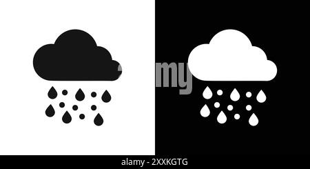Rain icon logo sign vector outline in black and white color Stock Vector