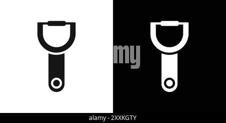 Peeler kitchen tool icon logo sign vector outline in black and white color Stock Vector