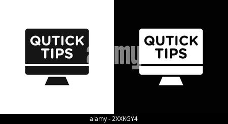 Quick tips icon logo sign vector outline in black and white color Stock Vector