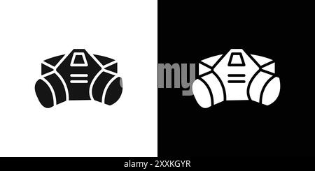 Respirator with filter cartridges icon logo sign vector outline in black and white color Stock Vector