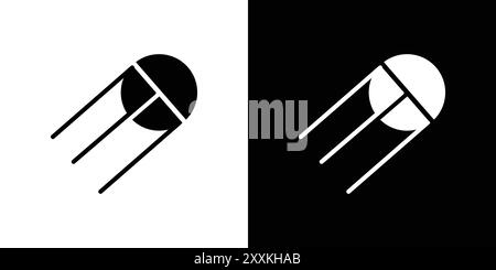 Satellite apparatus icon logo sign vector outline in black and white color Stock Vector