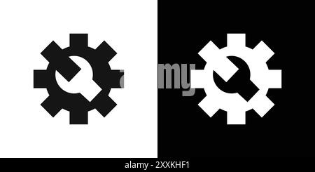 Setup icon logo sign vector outline in black and white color Stock Vector