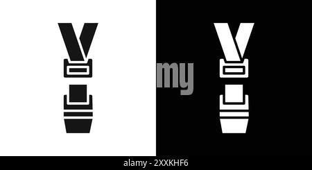 Safety seatbelt icon logo sign vector outline in black and white color Stock Vector