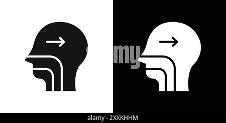 Swallowing reflex icon logo sign vector outline in black and white color Stock Vector