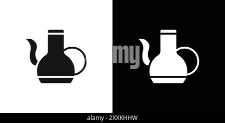 Teapot icon logo sign vector outline in black and white color Stock Vector