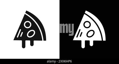 slice of pizza icon logo sign vector outline in black and white color Stock Vector