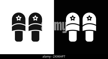 Slippers icon logo sign vector outline in black and white color Stock Vector