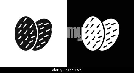 shaobing icon logo sign vector outline in black and white color Stock Vector