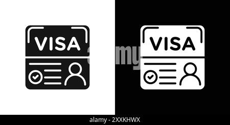 Start up visa icon logo sign vector outline in black and white color Stock Vector