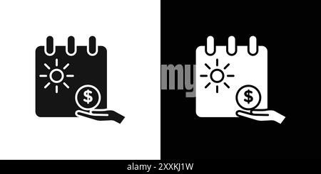 Unlimited PTO icon logo sign vector outline in black and white color Stock Vector