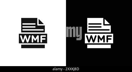 WMF File Document Icon logo sign vector outline in black and white color Stock Vector