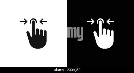 Three fingers horizontal scroll icon logo sign vector outline in black and white color Stock Vector