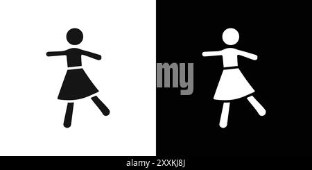 woman dancing icon logo sign vector outline in black and white color Stock Vector