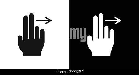 two fingers swipe right icon logo sign vector outline in black and white color Stock Vector