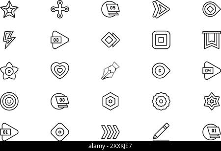 Bullet points icons collection is a vector illustration with editable stroke. Stock Vector