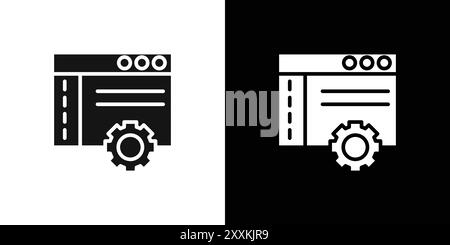 Web development icon logo sign vector outline in black and white color Stock Vector