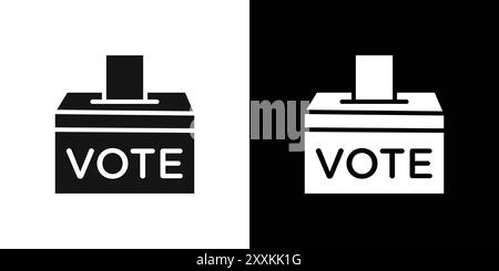 voting ballot box icon logo sign vector outline in black and white color Stock Vector