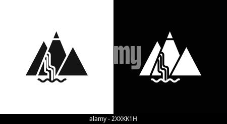 waterfall icon logo sign vector outline in black and white color Stock Vector