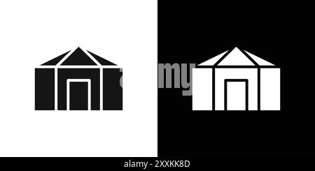 Yurt Icon logo sign vector outline in black and white color Stock Vector