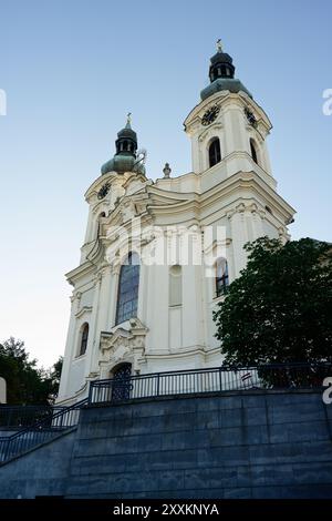 Baroque Church of Saint Mary Magdalene or Kostel Svate Mari Magdaleny in Karlovy Vary or Carlsbad Stock Photo