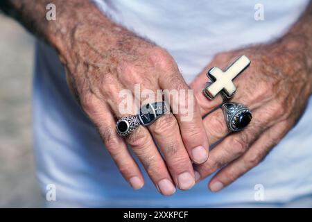 Male hand with rings Stock Photo
