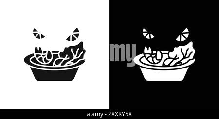 Ceviche icon Vector symbol or sign set collection in black and white outline Stock Vector